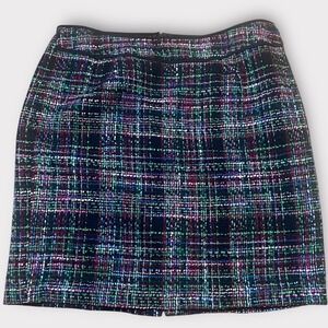 Talbots Woman Wool Tweed Plaid Above Knee Skirt Black Multi Color Size 20W